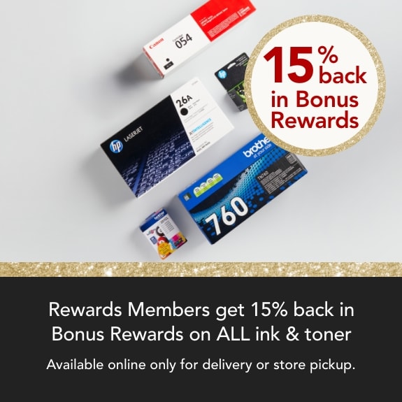 Rewards Members get 15% Back in Bonus Rewards on ALL Ink and Toner.
