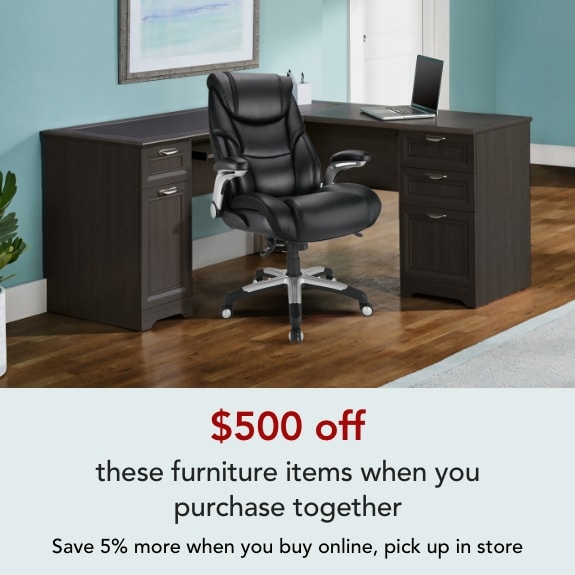 Save $500 when you bundle the Realspace® Torval Chair with the Magellan Desk
