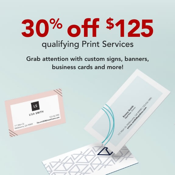 30% ff $125 qualifying print services