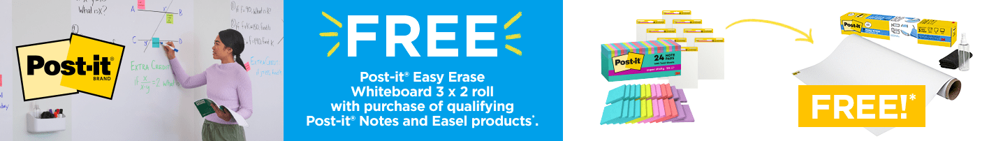 FREE Post-it Easy Erase Whiteboard 3 x 2 roll with purchase of qualifying Post-it Notes and Easel products