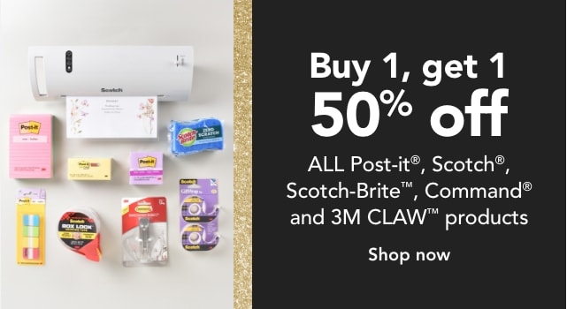 Buy One, Get One 50% off all 3M Products (Scotch, Command, Post-it)