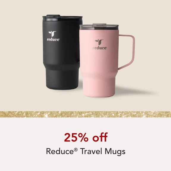 TRAVEL ESSENTIALS  SAVE 25% ON REDUCE DRINKWARE HOT TRAVEL MUGS