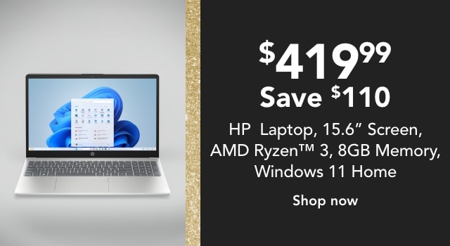 HP 15-fc0500nr Laptop PC, 15.6" Screen, AMD Ryzen™ 3, 8GB Memory, 256GB Solid State Drive, Windows 11 Home