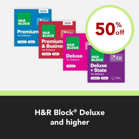 Save 50% on H&R Block Deluxe and higher