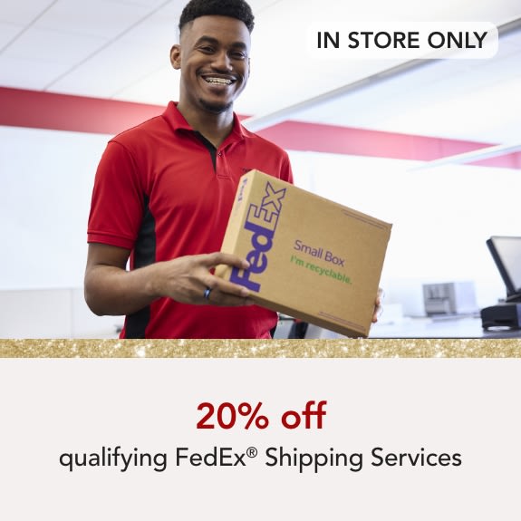In store only- 20% off qualifying FedEx Shipping Services