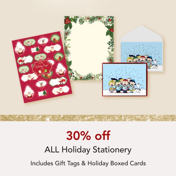 SAVE 30% ON ALL Holiday Stationery Includes Gift Tags & Holiday Boxed Cards