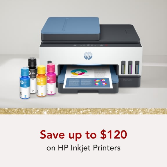 Save up to $120 on HP InkJet Printers.