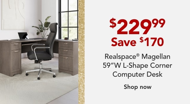 Realspace® Magellan 59"W L-Shape Corner Computer Desk, Gray