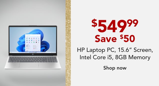 HP Laptop PC, 15.6" Screen, Intel Core i5, 8GB Memory, 256GB Solid State Drive, Windows 11 Home