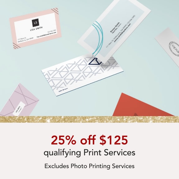 25% off $125 qualifying Purchase of Print Services (Excludes photo services)
