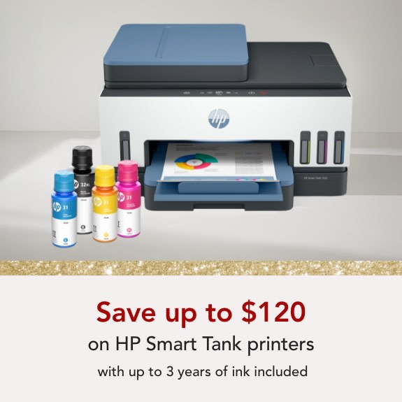 Save up to $120 on HP Smart Tanks, Plus 3 years of ink included