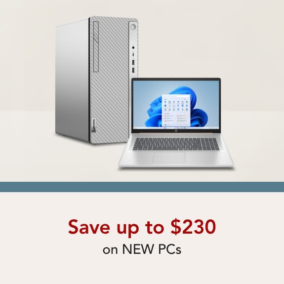 Save up to $230 on new PCs.