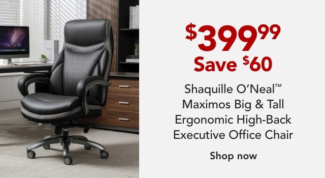 Shaquille O'Neal Maximos Big & Tall Ergonomic Vegan Leather High-Back Executive Office Chair, Black/Silver