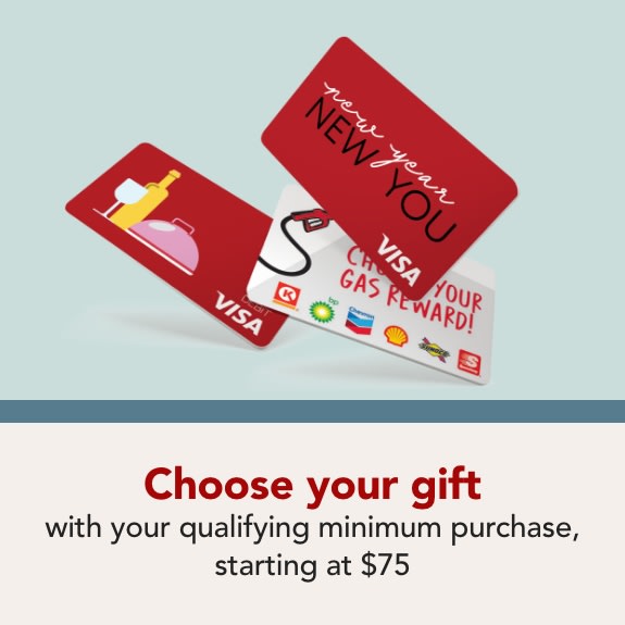 Choose your gift with your qualifying minimum purchase, starting at $75