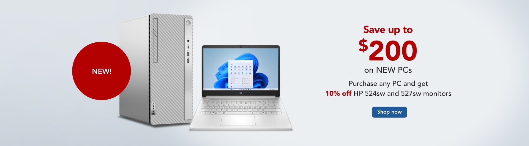 Save up to $200 on new PCs.