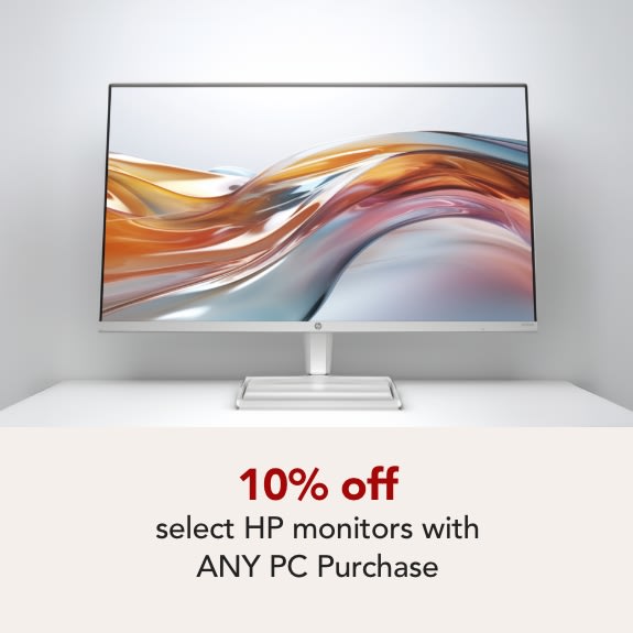 Get 10% off HP 524sw 24" and 527sw 27" monitors with PC purchase.