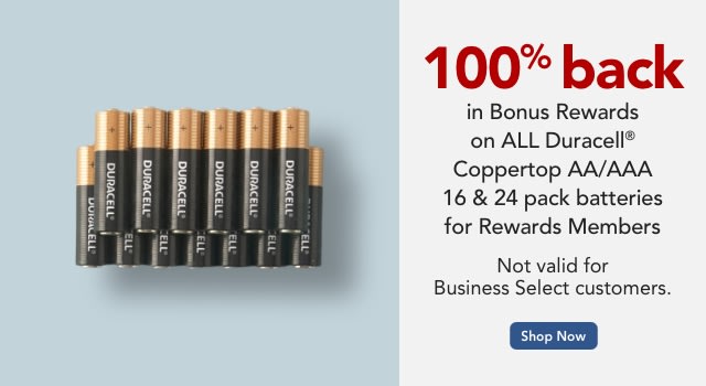 100% back in rewards on Duracell
