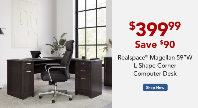 Realspace Magellan L-Shaped Desk, Espresso