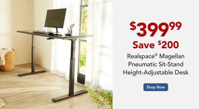 Realspace Magellan Pneumatic Sit-Stand Height-Adjustable Desk, Espresso