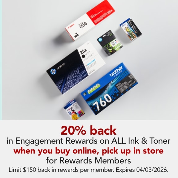 Rewards Members get 20% Back in Bonus Rewards on ALL Ink and Toner.