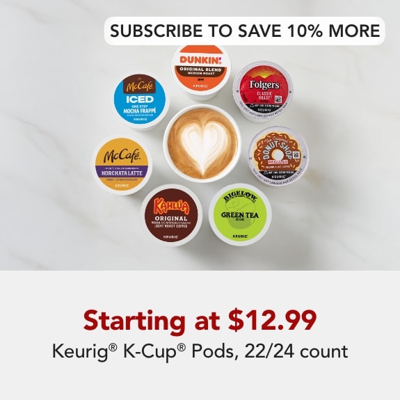 22/25 count k-cup pods starting at $12.99
