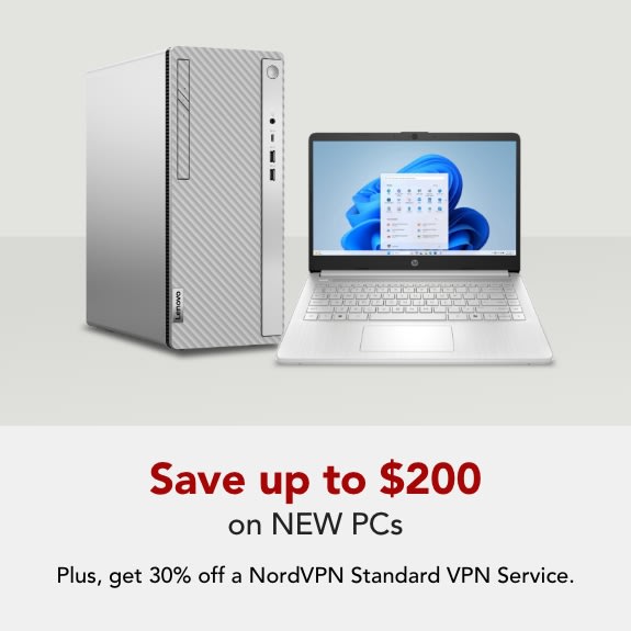 Save up to $200 on NEW PCs.