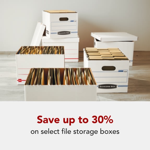 Save up tp 30% on select file storage boxes