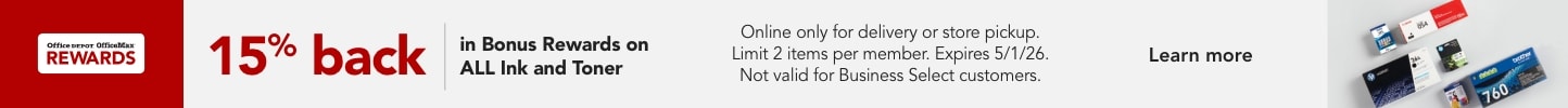15% back in Bonus Rewards on All Ink and Toner