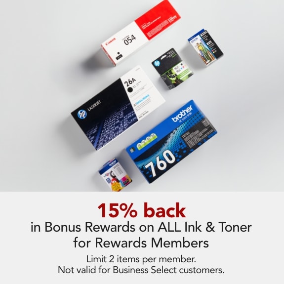 Rewards Members get 15% Back in Bonus Rewards on ALL Ink and Toner.