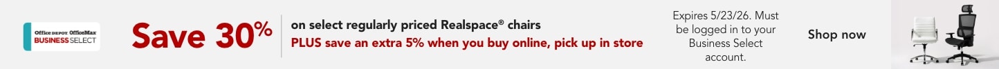  Business Select Members save 30% instantly on regularly priced select Realspace® Chairs