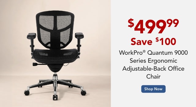 WorkPro® Quantum 9000 Series Ergonomic Mesh/Mesh Adjustable-Back Office Chair, Black/Black