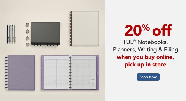 20% off TUL Notebooks, Planners, Writing & Filing when you buy online, pick up in store