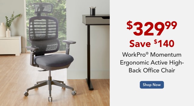  WorkPro® Momentum Ergonomic Mesh/Mesh Active High-Back Office Chair, Gray/Gray, BIFMA Compliant