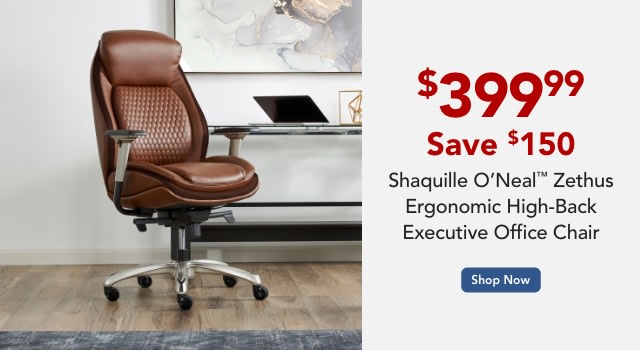 Shaquille O'Neal Zethus Ergonomic Bonded Leather High-Back Executive Office Chair, Brown