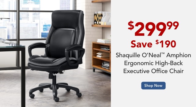 Shaquille O'Neal Amphion Ergonomic Bonded Leather High-Back Executive Office Chair, Black