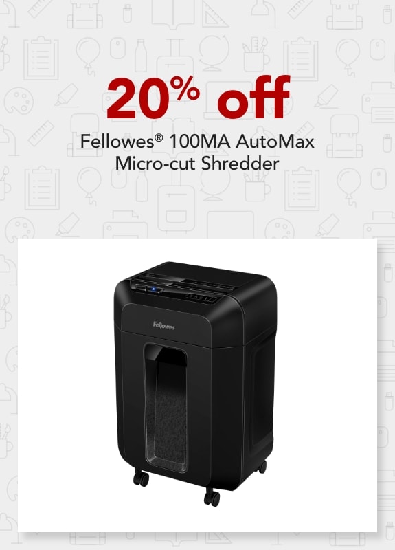 20% off  Fellowes® 100MA AutoMax  Micro-Cut Shredder