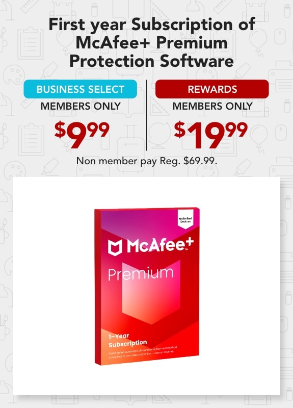 Rewards Members only & Business Select Members only First Year Subsciption $19.99 