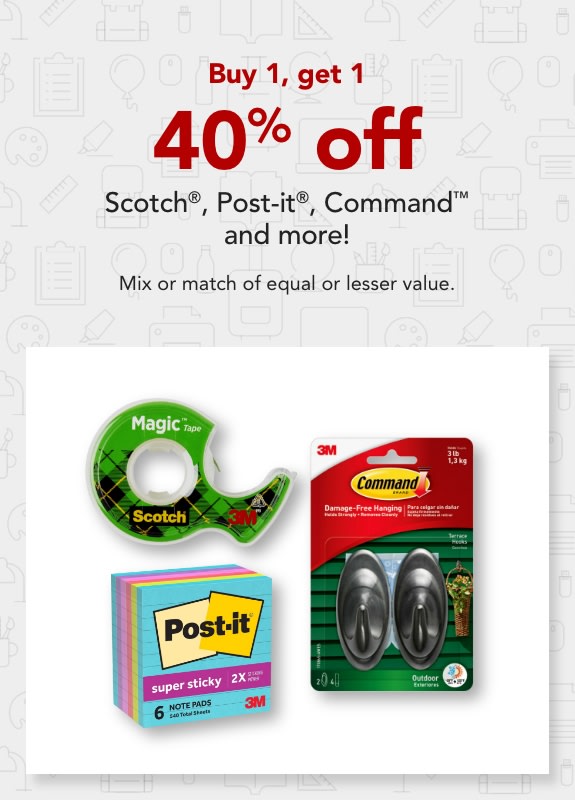  Buy 1 get 1 40% off Scotch®, Post-it®, Command™ & more