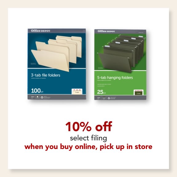 Save 10% on select filing when you BOPIS