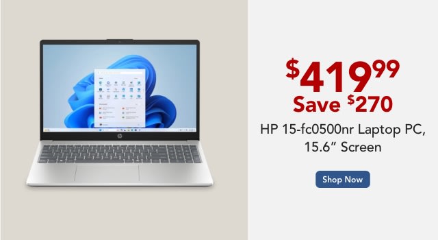 HP 15-fc0500nr Laptop PC, 15.6" Screen, AMD Ryzen™ 3, 8GB Memory, 256GB Solid State Drive, Windows 11 Home