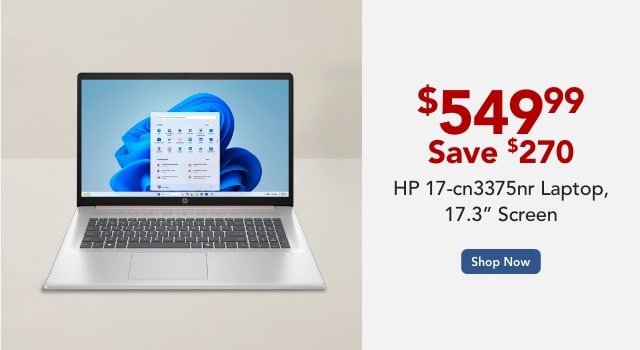 HP 17-cn3375nr Laptop, 17.3" Screen, Intel Core i5, 8GB Memory, 512GB Solid State Drive, Windows 11 Home