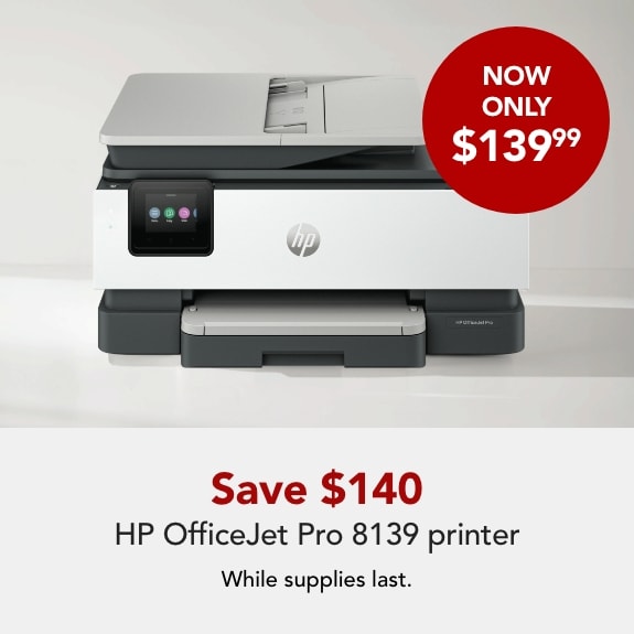Save up to $140 on HP OfficeJet Pro 8139 Printer. While supplies last.
