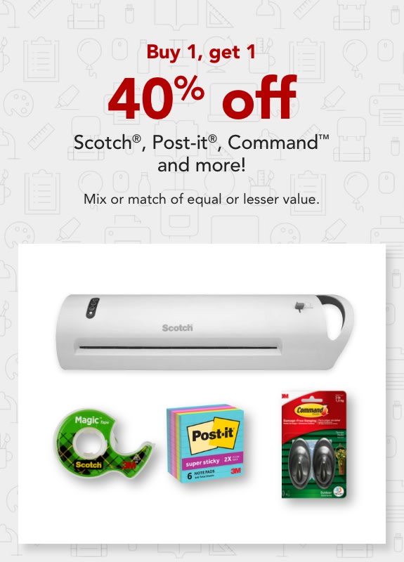  Buy 1 get 1 40% off Scotch®, Post-it®, Command™ & more
