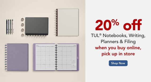 TUL 20% off Writing and Notebooks when you BOPIS