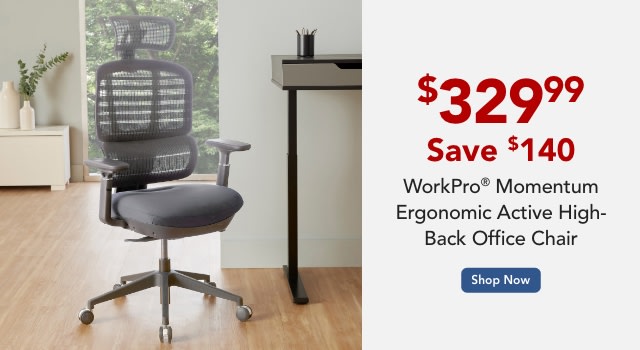 WorkPro® Momentum Ergonomic Mesh/Mesh Active High-Back Office Chair, Black/Black