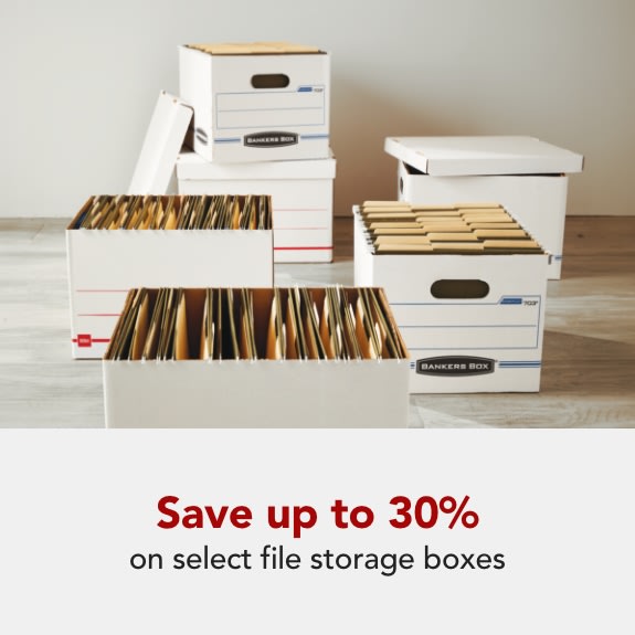 Save up to 30% on select file storage boxes