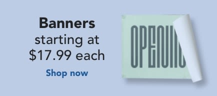 Banners stating at $17.99 each
