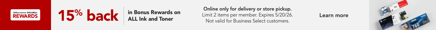 15% back in Bonus Rewards on All Ink and Toner