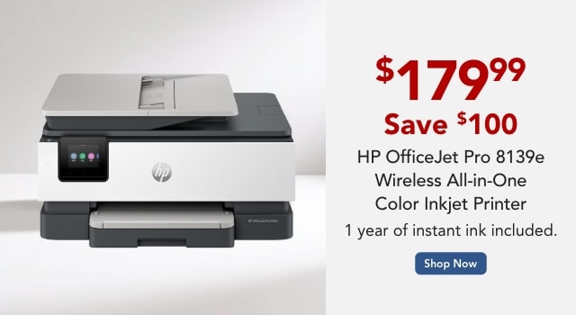 HP OfficeJet Pro 8139e Wireless All-in-One Color Inkjet Printer, print, scan, copy, best for home, with 1 year of Instant Ink included, AI-enabled