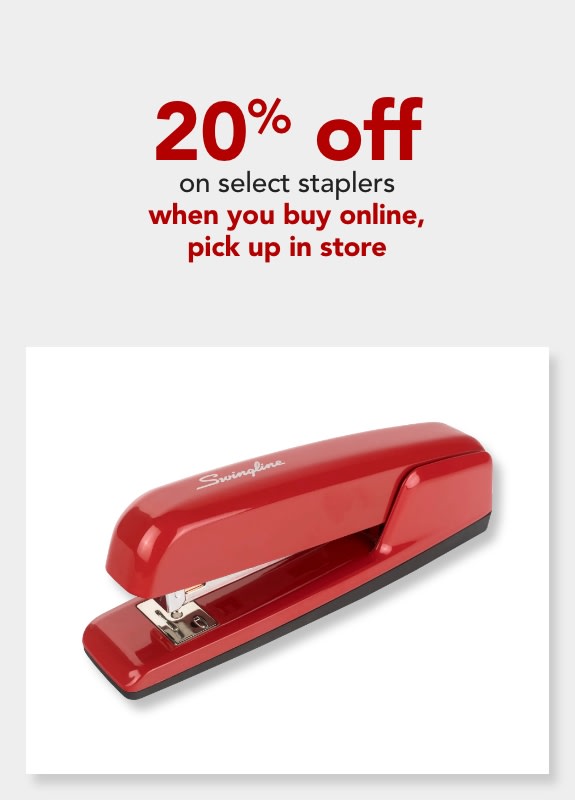 20% off select staplers when you buy online, pick up in store